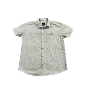 prAna White Gray Cross Line Geometric S/S Mens XL Button Up Shirt